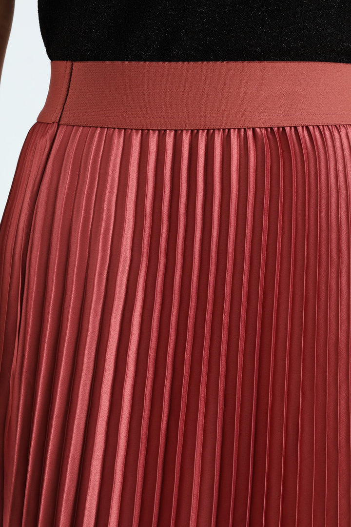 Pleated Satin Maxi Skirt - Deco Rose