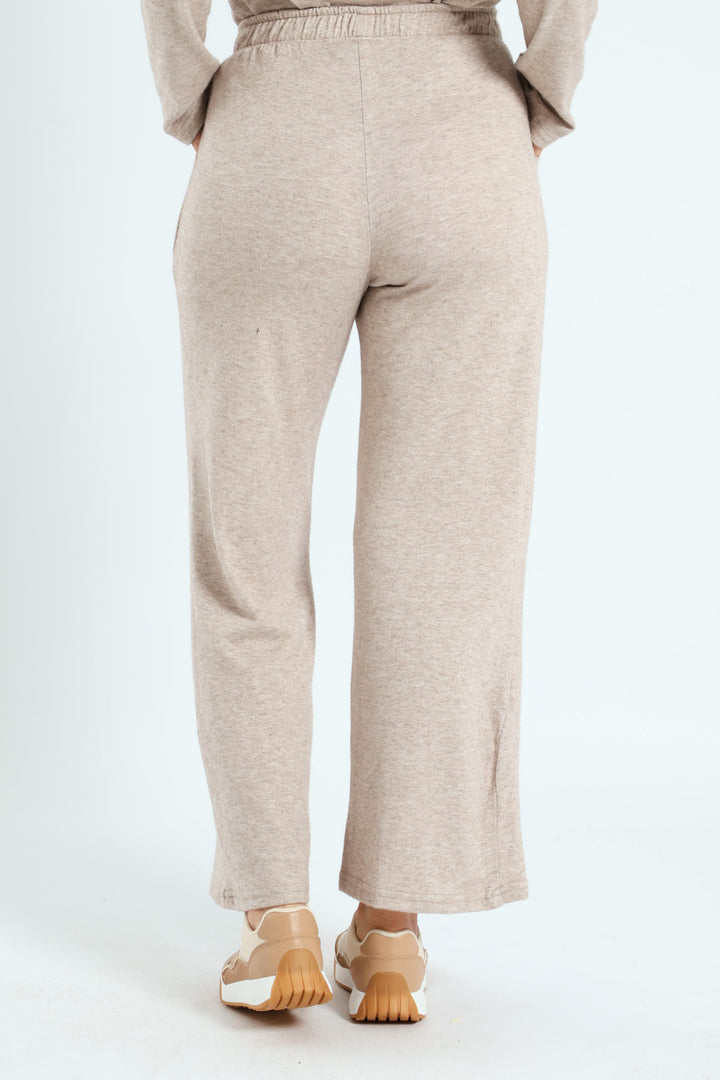 Leisure Wide Leg Jogger - Oatmeal Melange