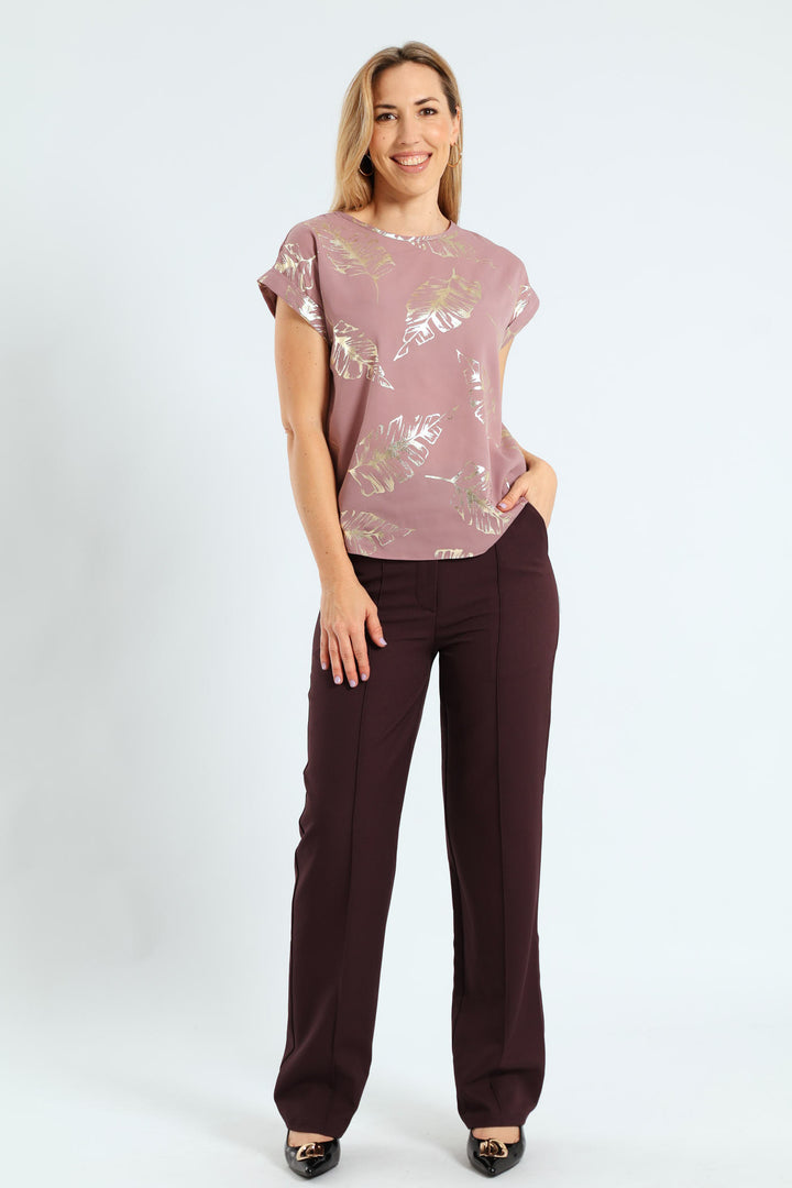 Formal Floral Tee - Mauve