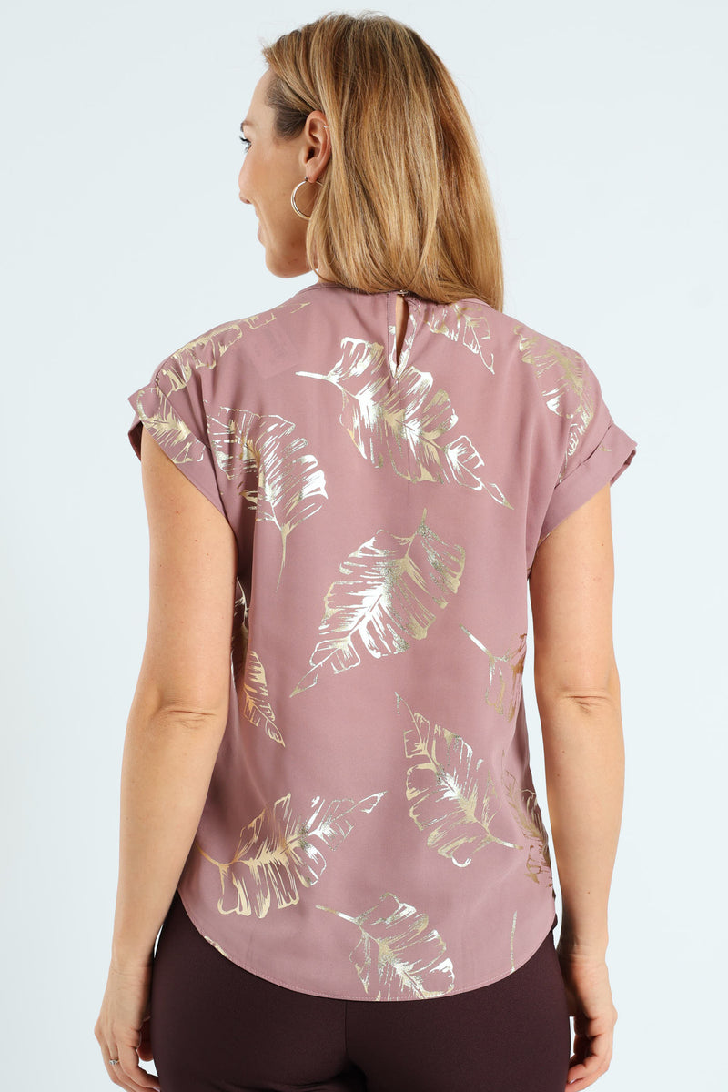 Formal Floral Tee - Mauve