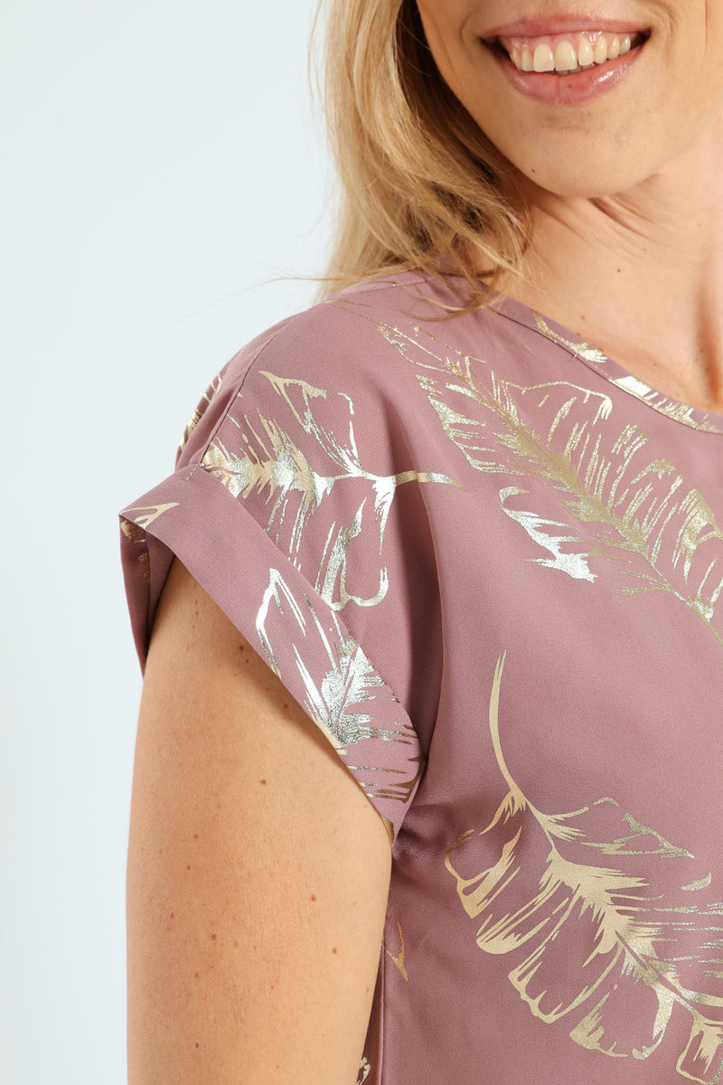 Formal Floral Tee - Mauve