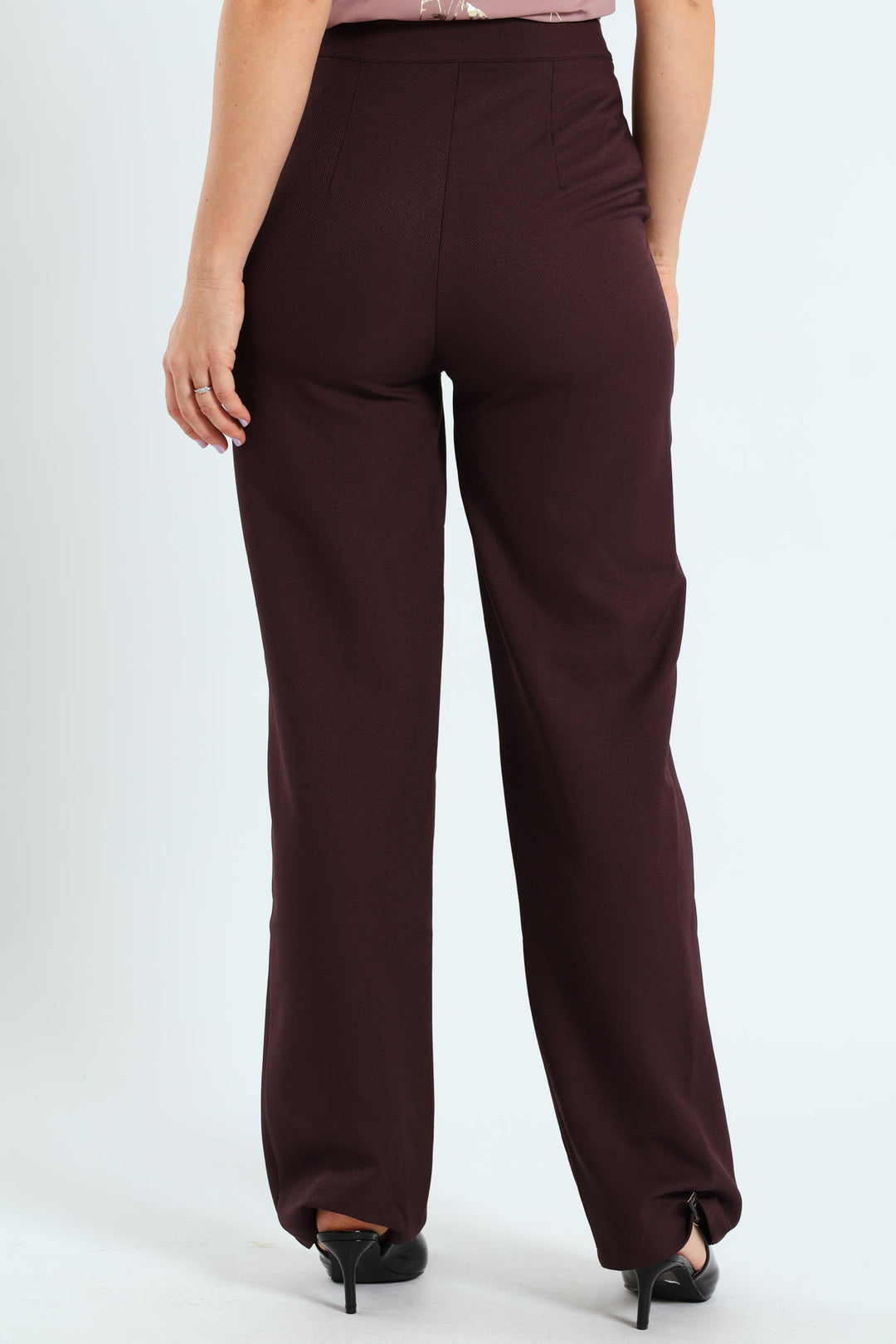Pin Tuck Twill Straight Leg Pants - Bitter Chocolate
