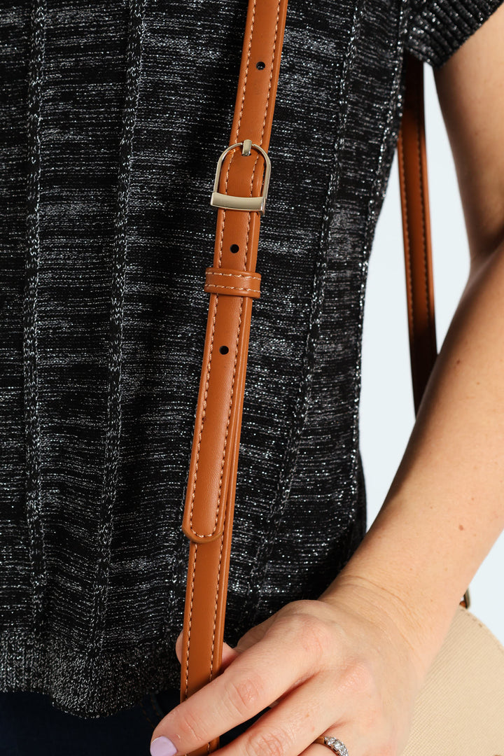 Chalbi Messenger Crossbody Bag - Brown