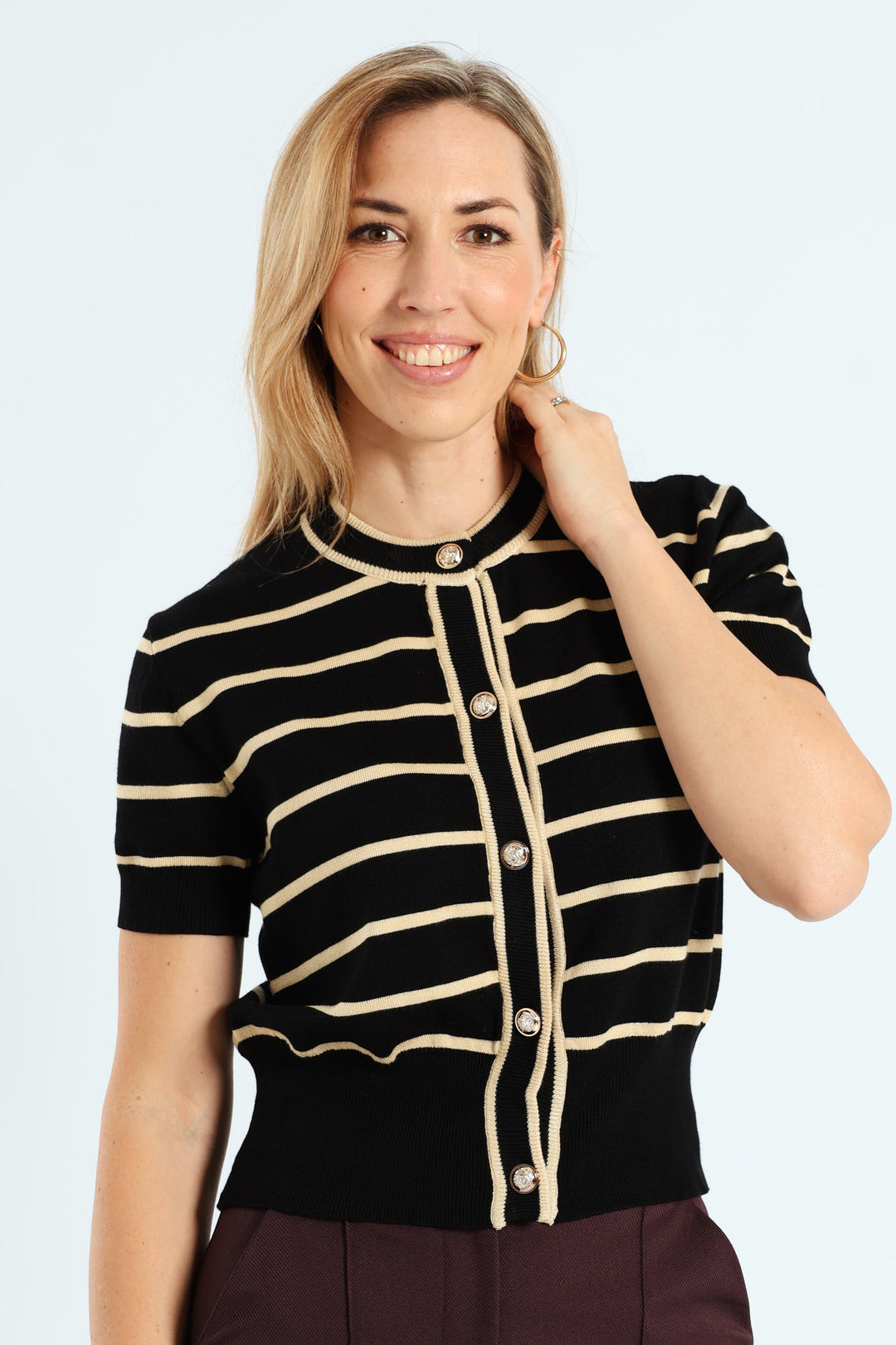 Striped Cardigan - Black