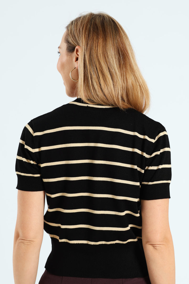 Striped Cardigan - Black