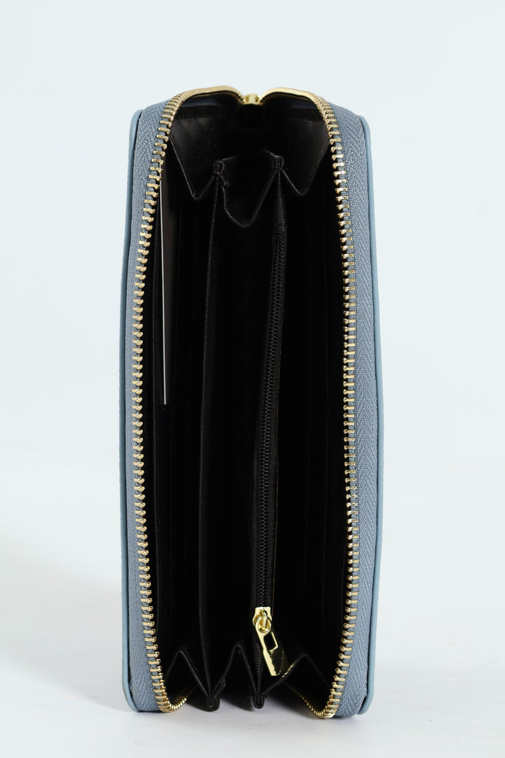 Charlotte Light Text Zip Around Purse - Pale Blue