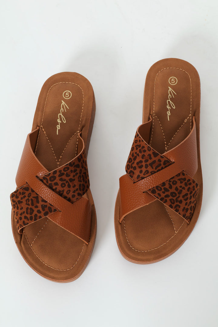 Wedged Comfort Outsole Crosstrap Mule Sandal - Multi