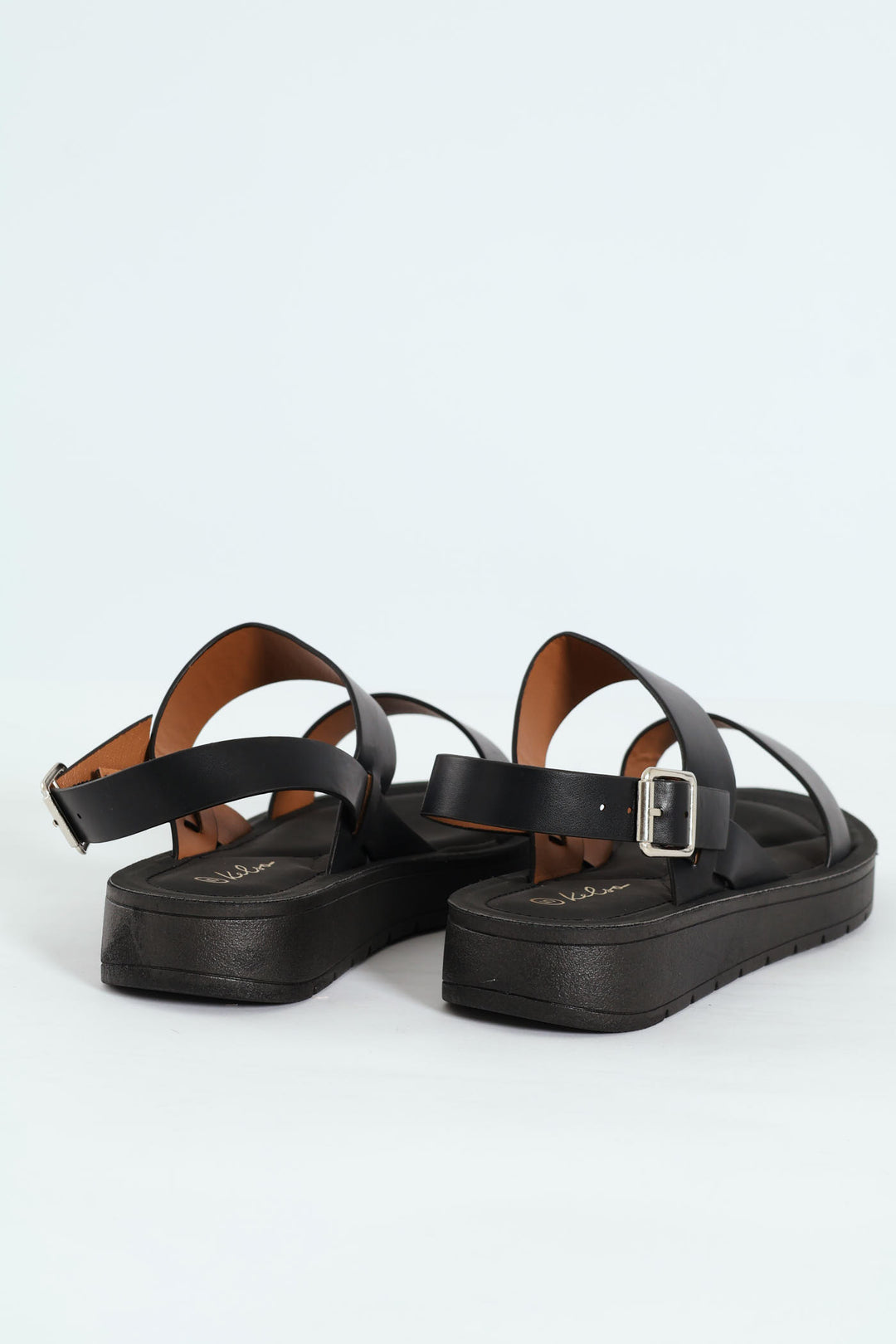Slingback Double Strap Comfort Mule Sandal - Black