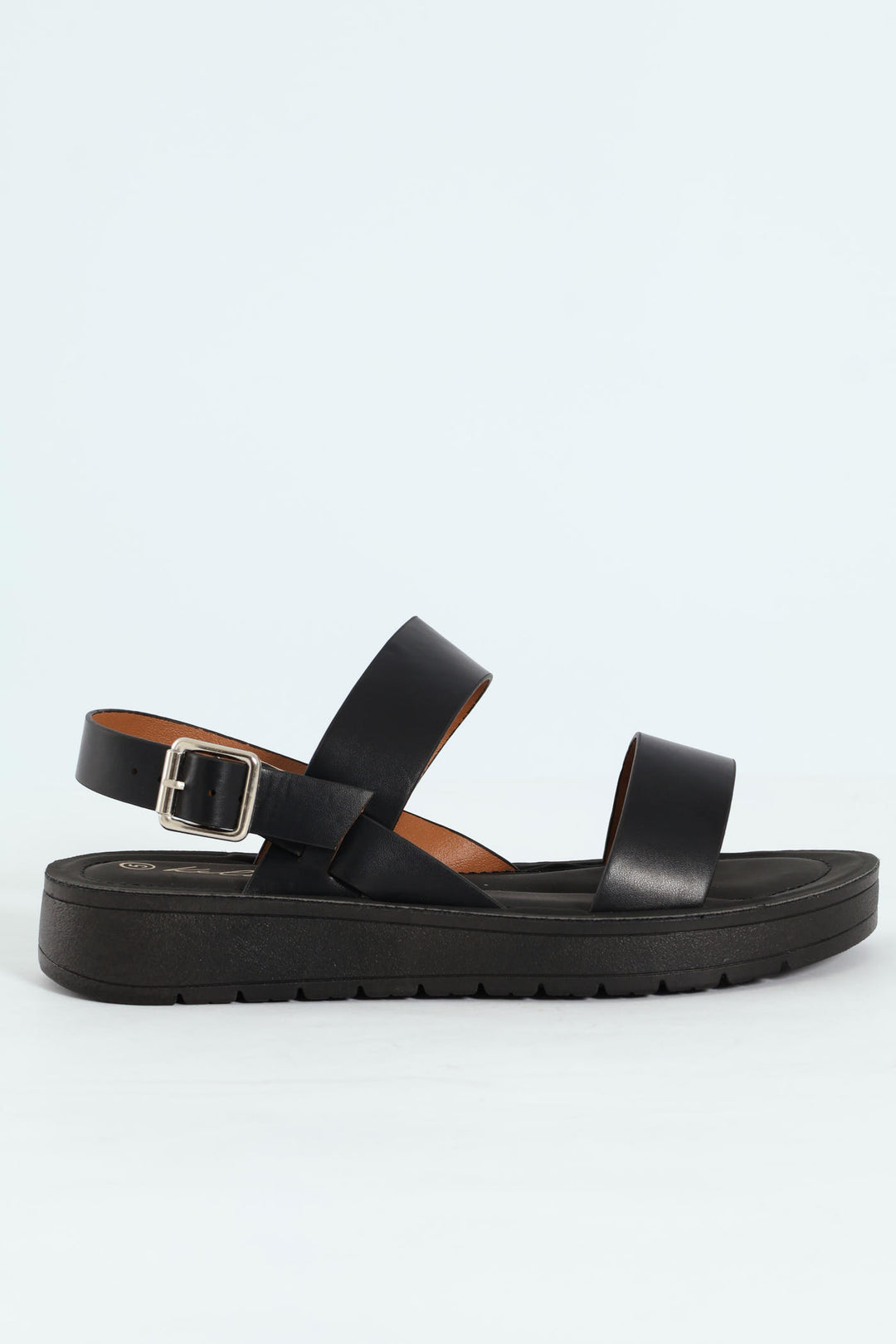Slingback Double Strap Comfort Mule Sandal - Black
