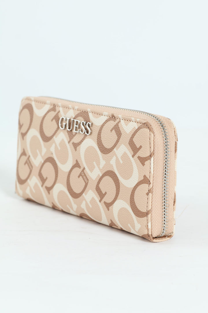 Abbas Large Zip Around Purse - Caramel