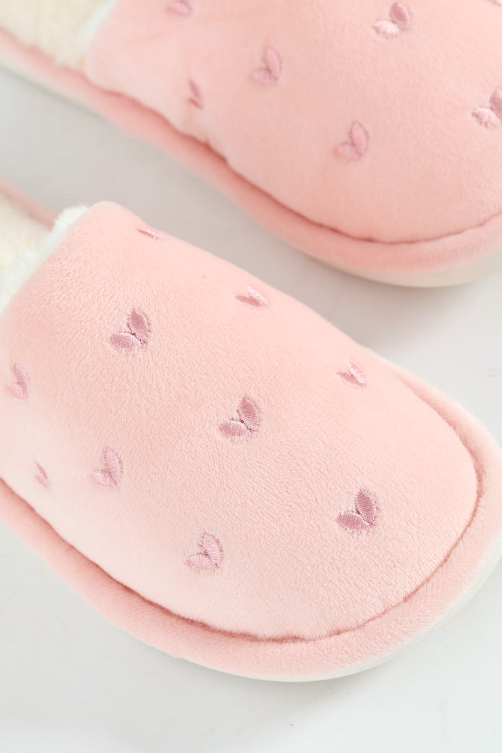 Small Embroidered Hearts Slipper - Blush