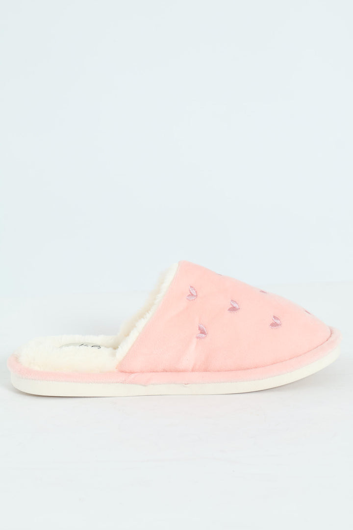 Small Embroidered Hearts Slipper - Blush