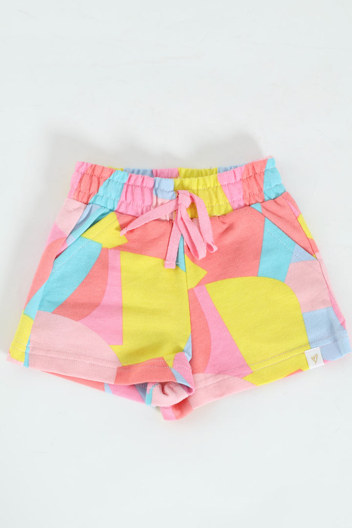 Pre-Girls Abstract Print Unbrushed Fleece Track Top & Short Set