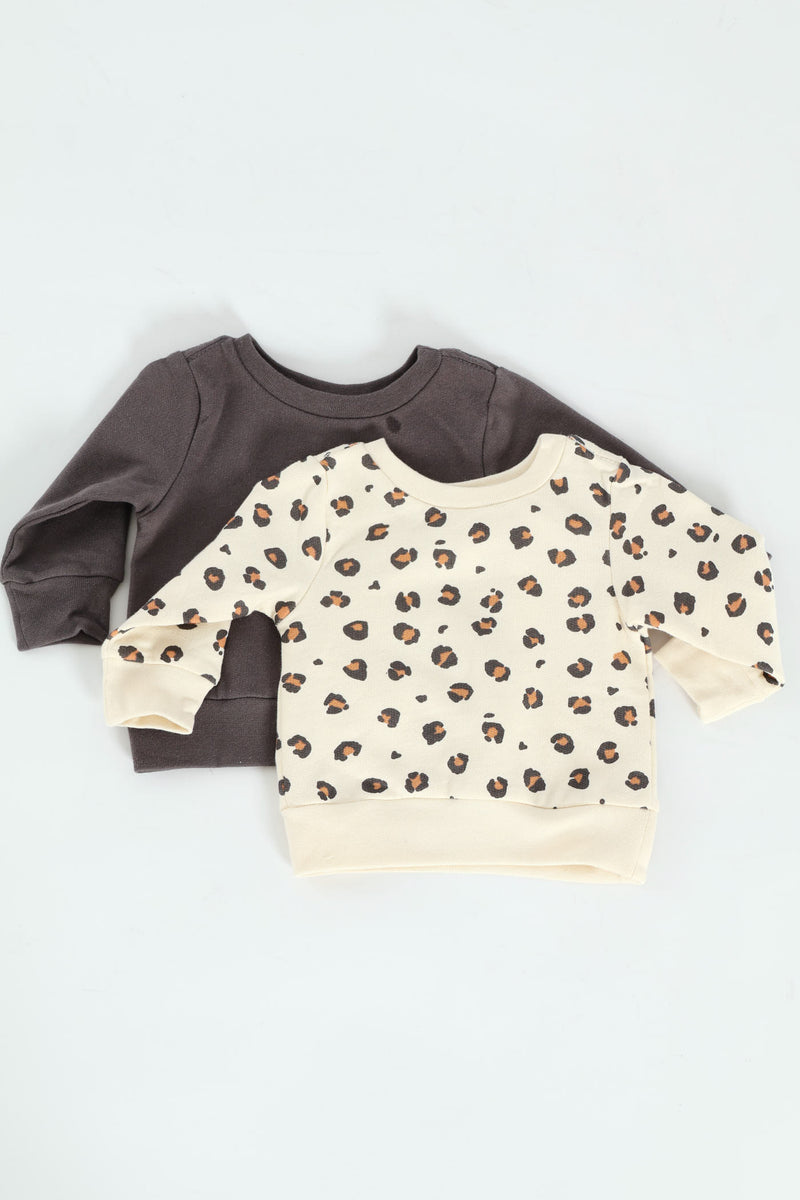 Baby Girls 2 Pack Brushed Fleece Top - Animal Print