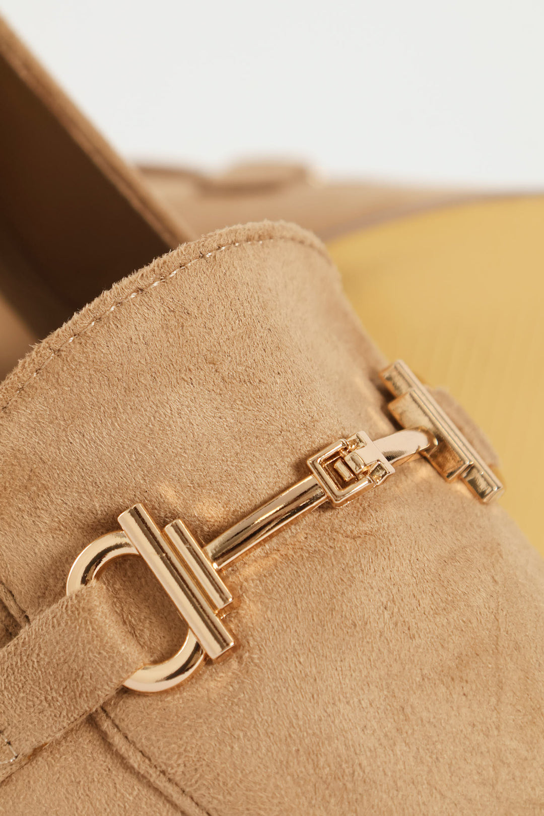 Microfibre Flat Gold Trim Loafer - Taupe