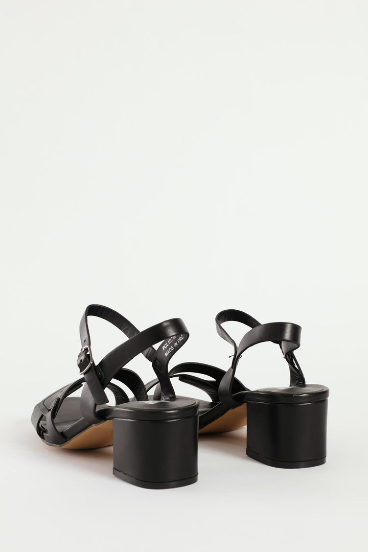 Strappy Block Heel - Black