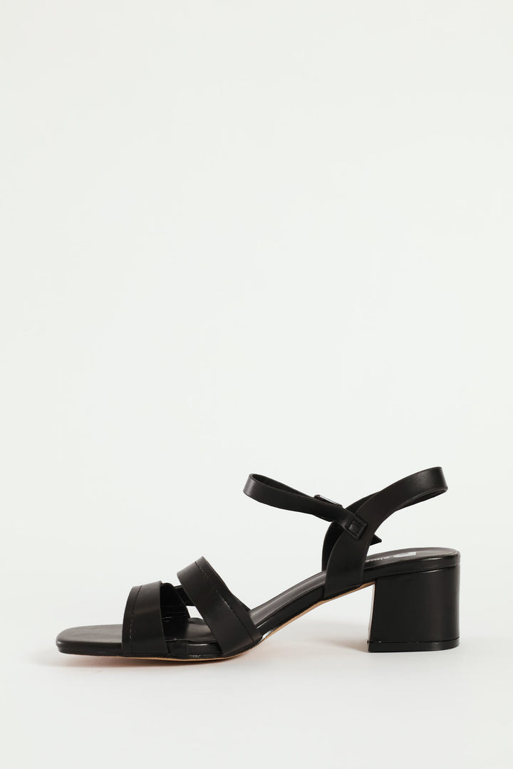 Strappy Block Heel - Black