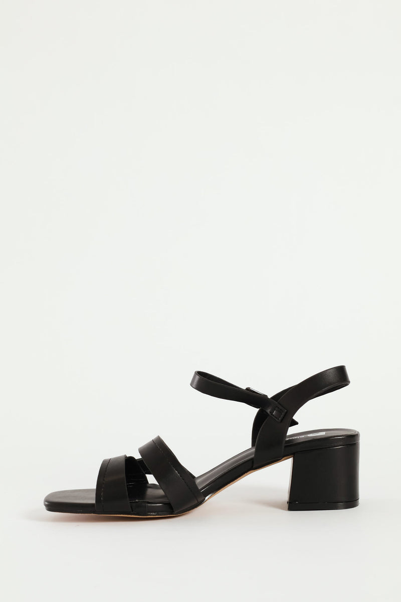 Strappy Block Heel - Black