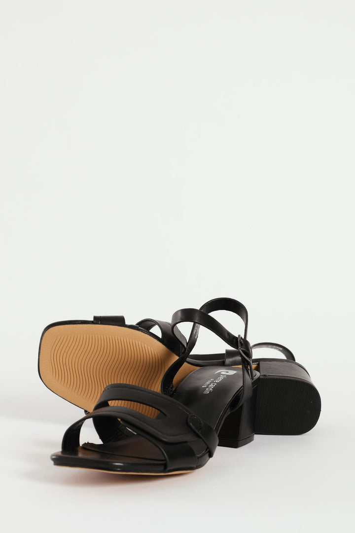 Strappy Block Heel - Black