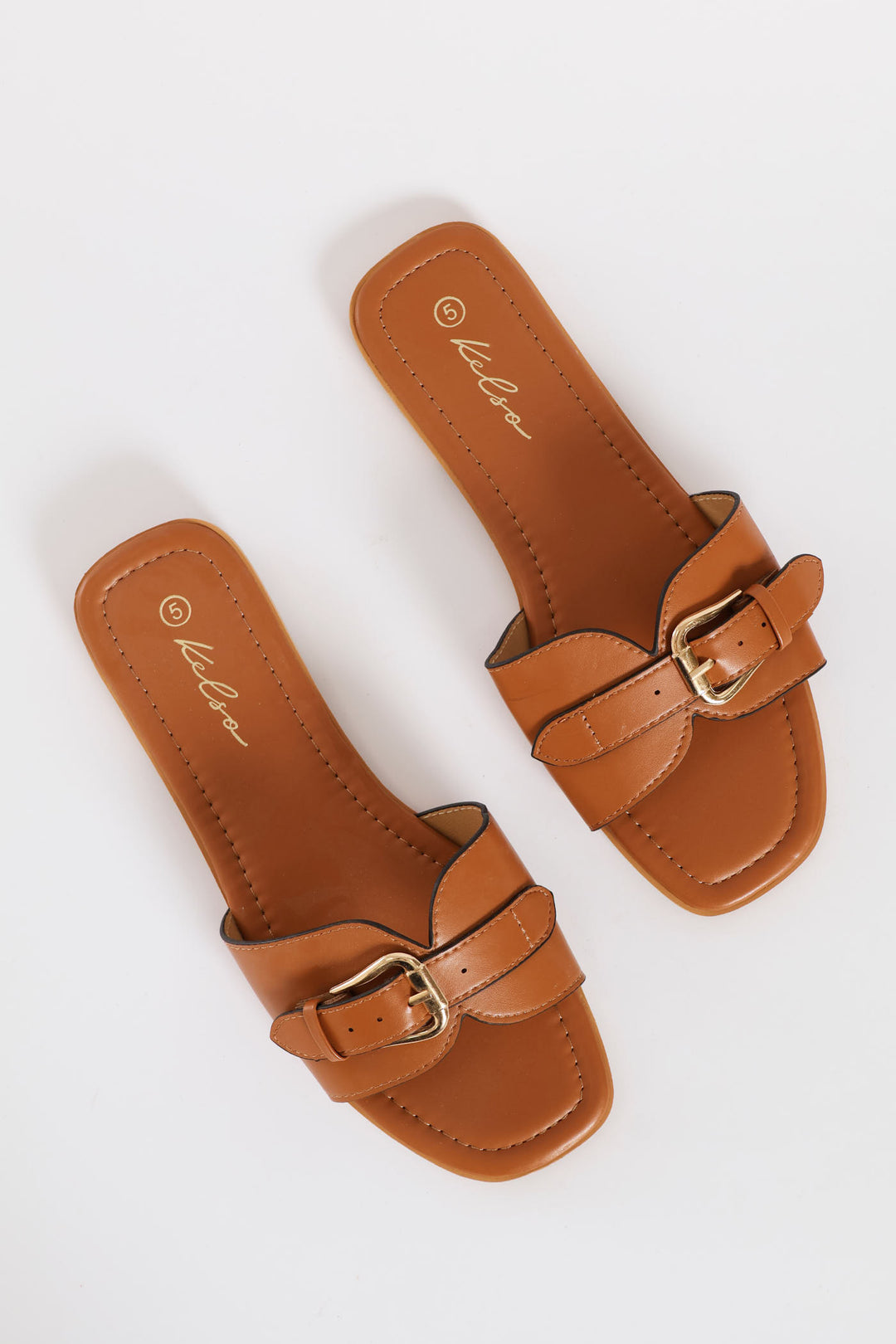 Diamond Shape Buckle Detail Sandal - Tan