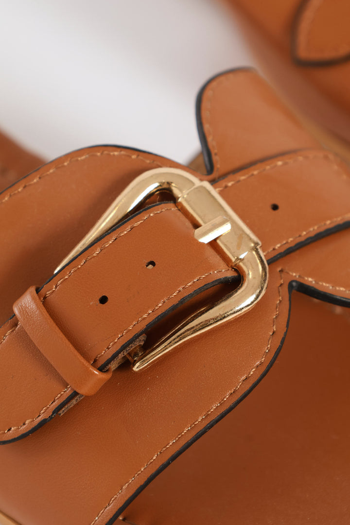 Diamond Shape Buckle Detail Sandal - Tan