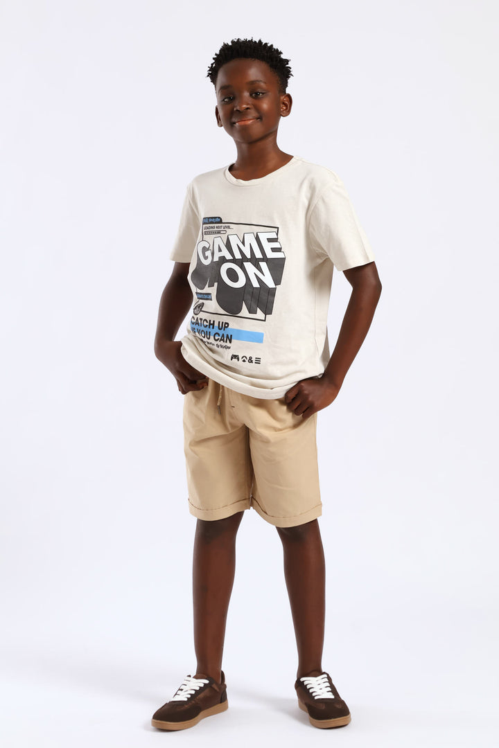 Boys Game On Printed T-Shirt - Grey