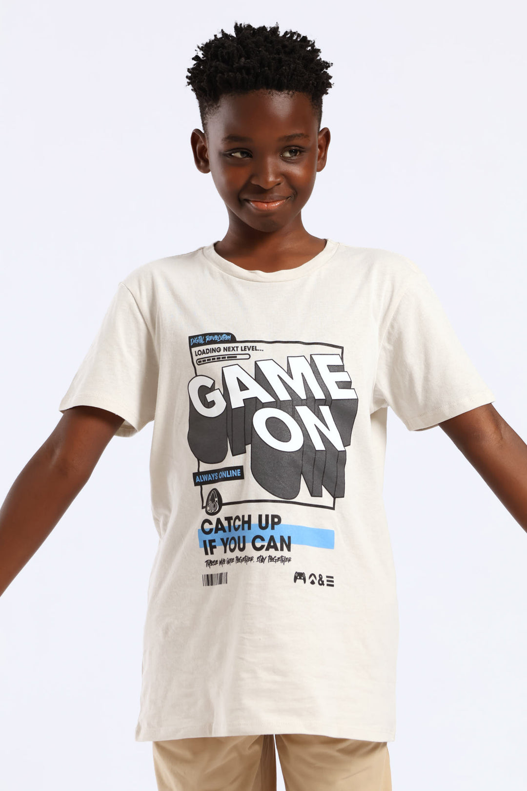 Boys Game On Printed T-Shirt - Grey