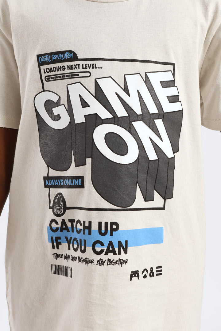 Boys Game On Printed T-Shirt - Grey