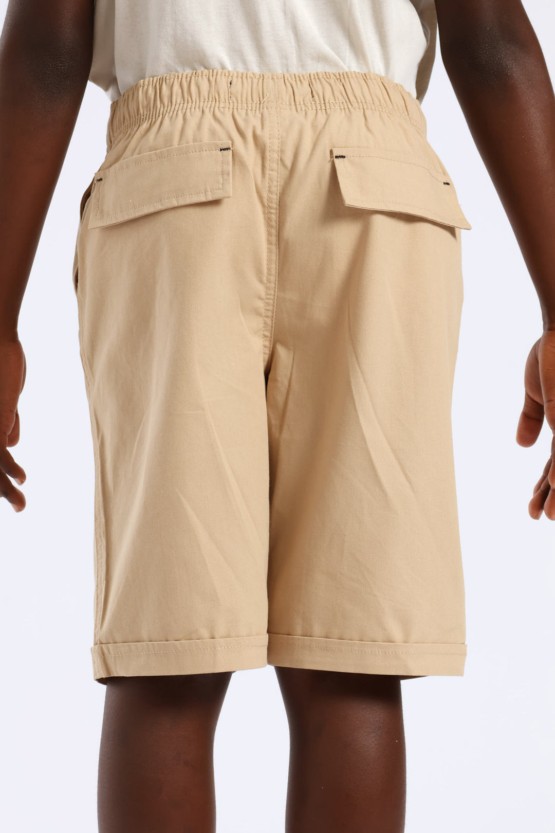 Boys Pull On Turn Up Woven Short - Khaki