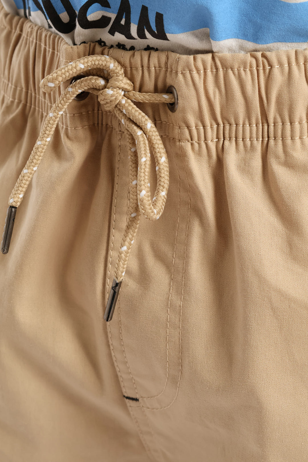 Boys Pull On Turn Up Woven Short - Khaki