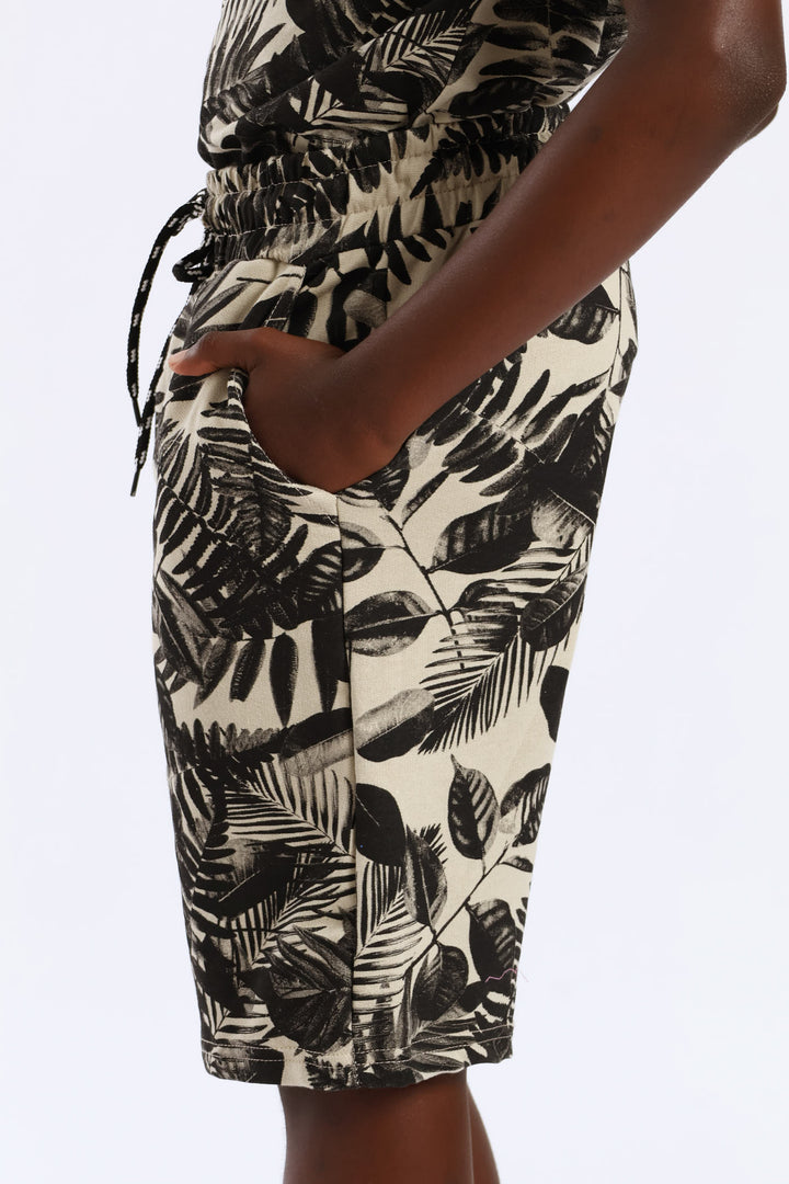 Boys Leaf Fleece Short - Olive