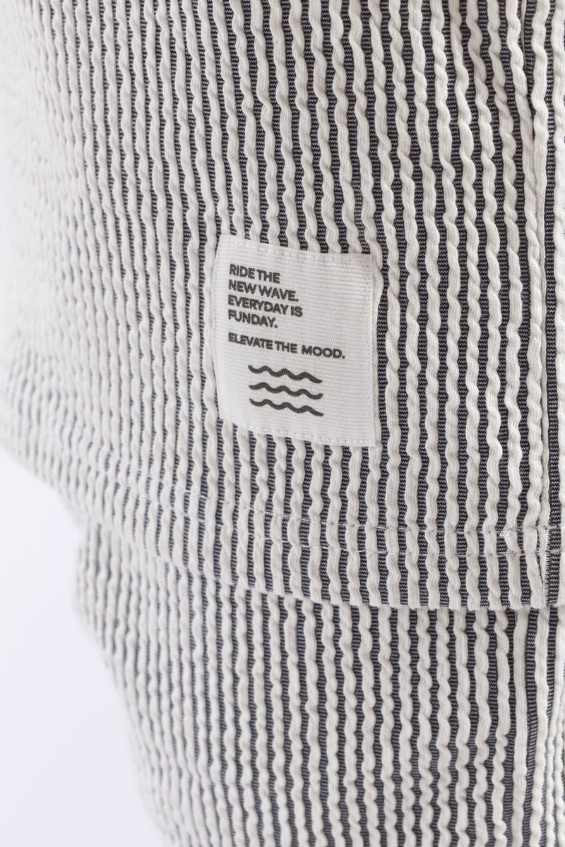 Boys Stripe Seersucker Textured T-Shirt - Denim