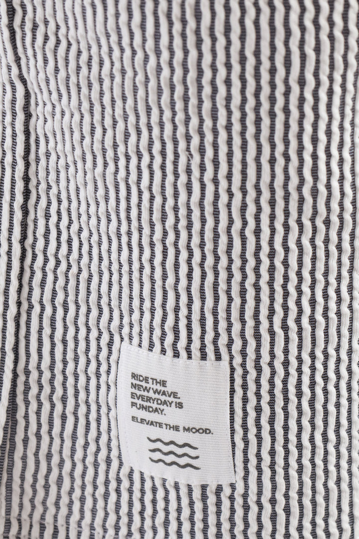 Boys Stripe Seersucker Textured Short - Denim/White