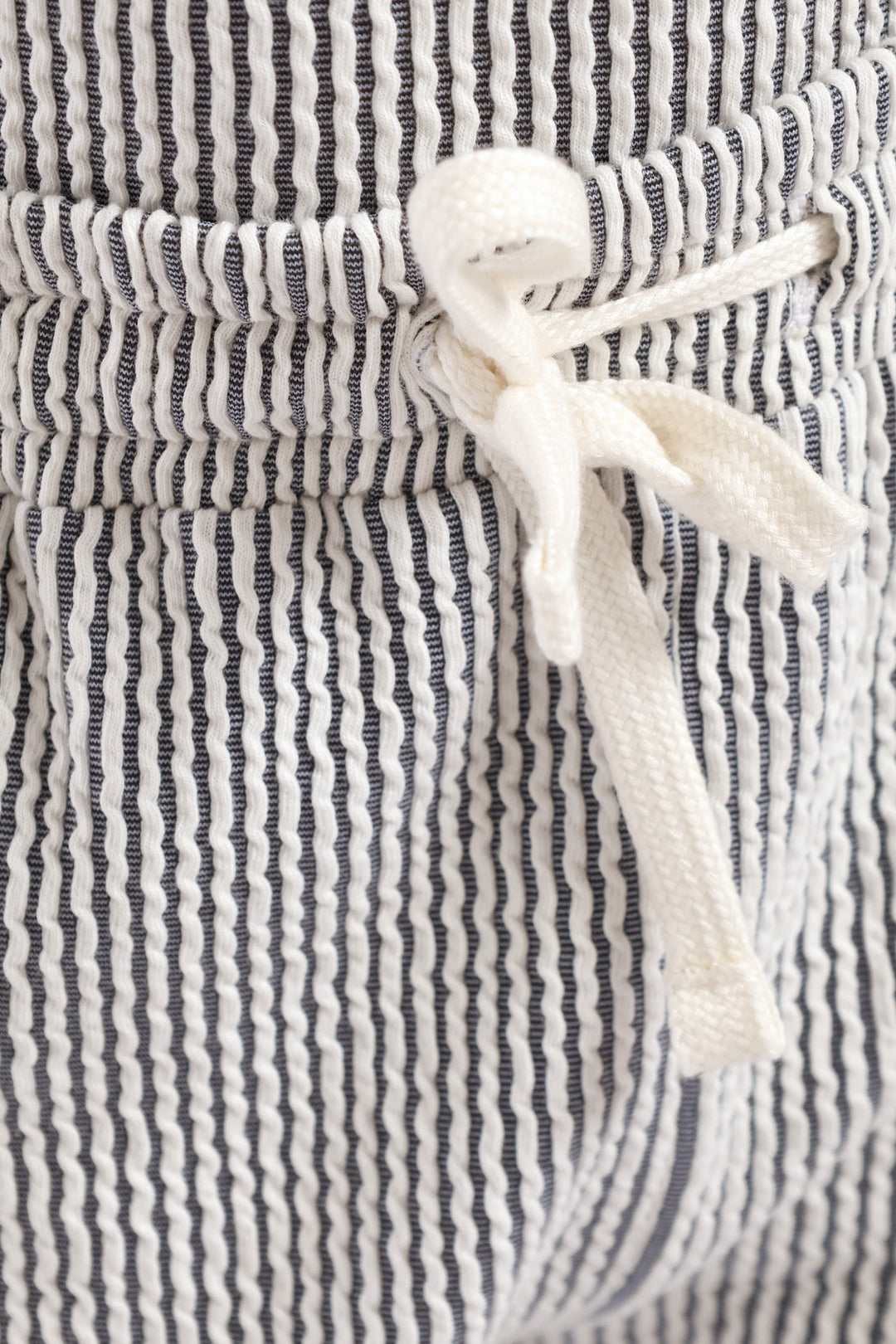 Boys Stripe Seersucker Textured Short - Denim/White