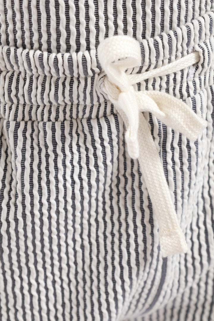 Boys Stripe Seersucker Textured Short - Denim/White