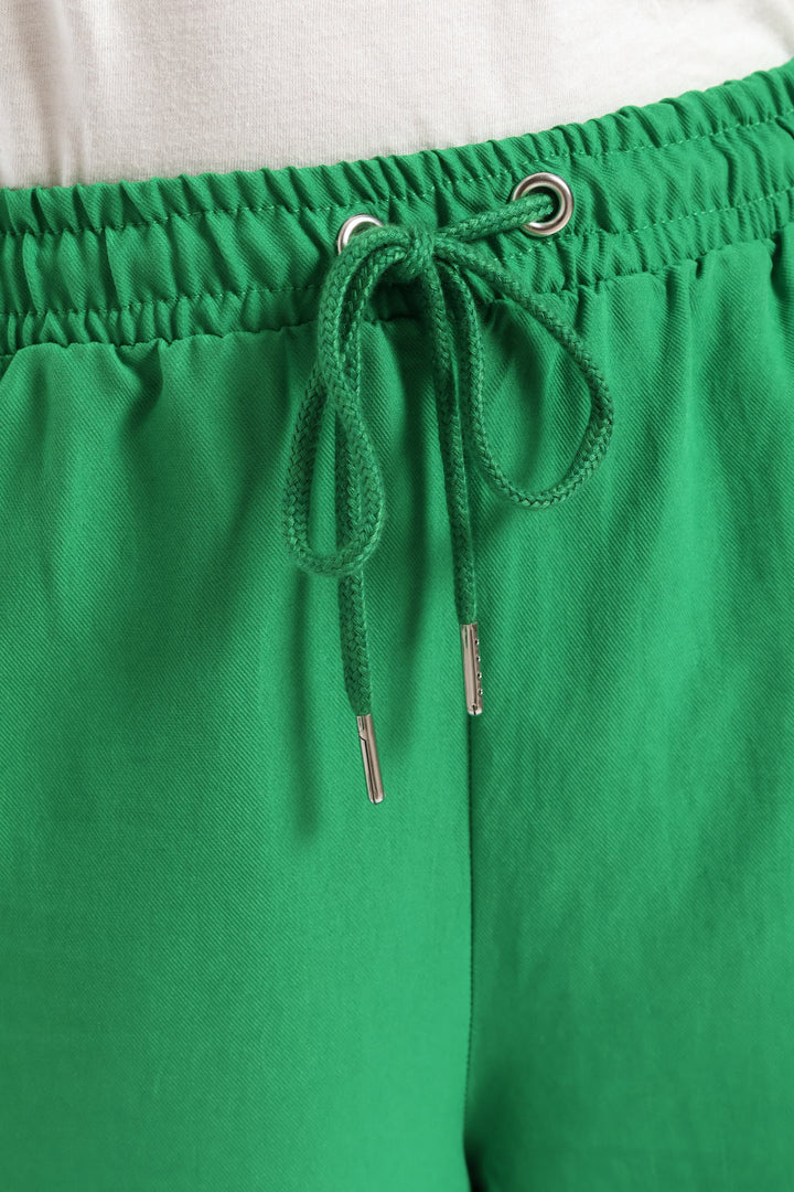 Girls Side Tape Wide Leg Woven Pants - Green