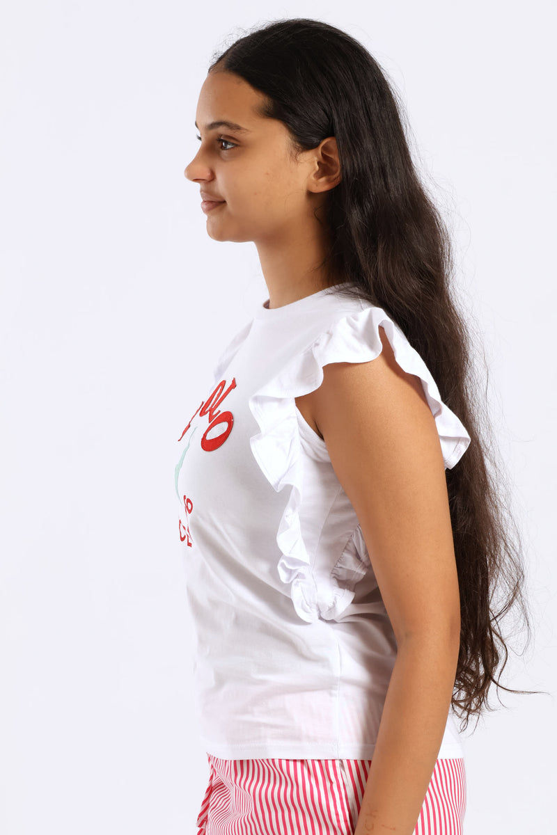 Girls Jessica Frill Tee - White
