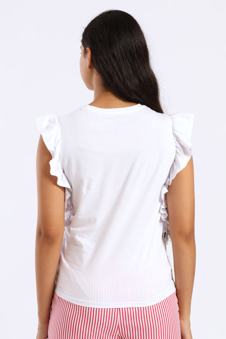 Girls Jessica Frill Tee - White