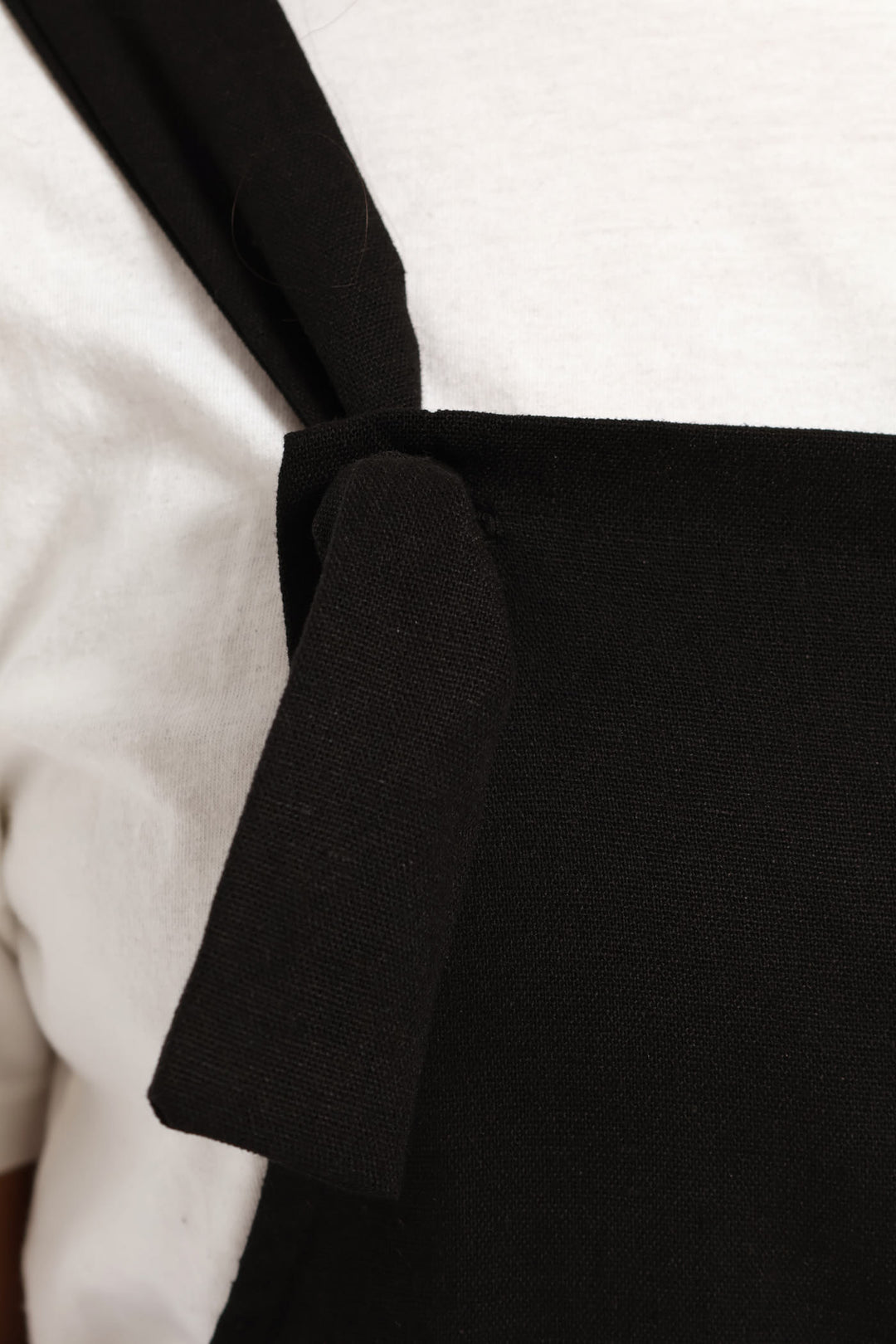 Girls Linen Frill Dungaree - Black