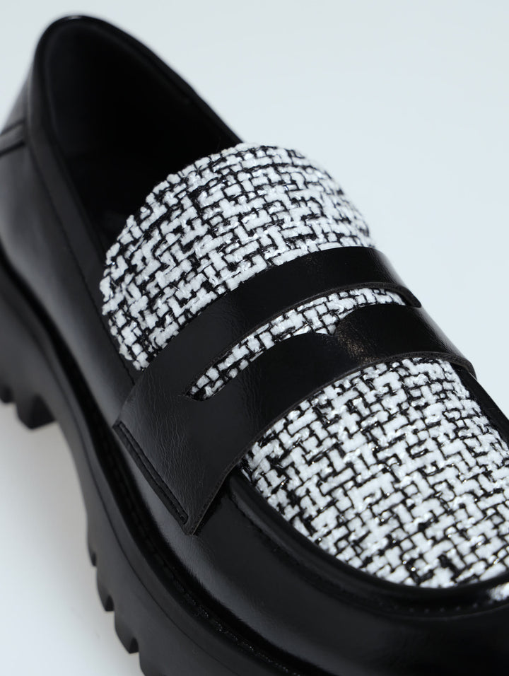Shylo Chunky Studded Loafer - Black/White