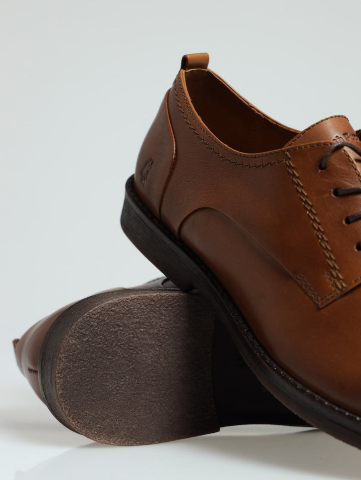 Galileo Gum Sole Derby Lace Up Shoe - Tan