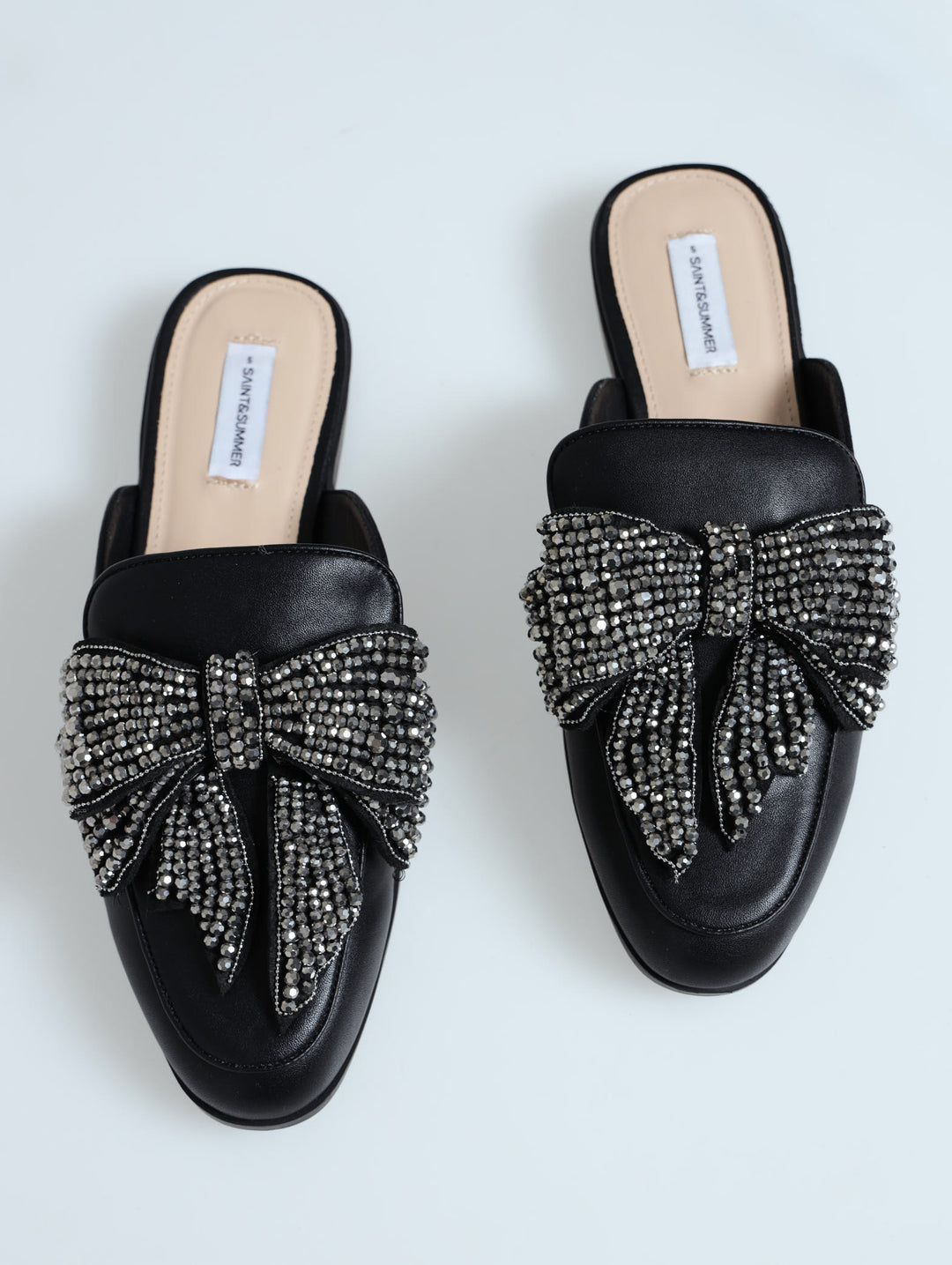 Allegra Big Embellished Bow Slip-On Loafer - Black