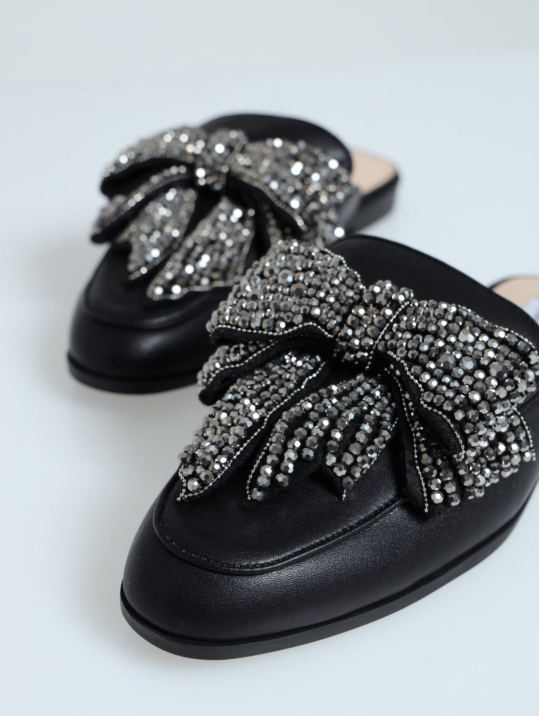 Allegra Big Embellished Bow Slip-On Loafer - Black