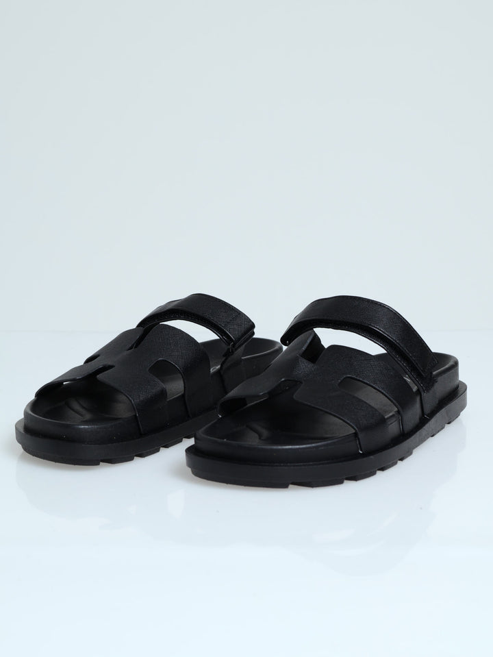H-Mule Sandal With Strap - Black
