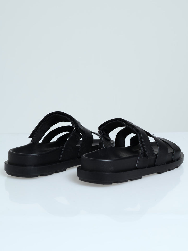 H-Mule Sandal With Strap - Black