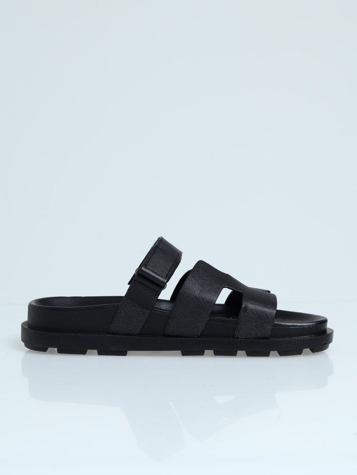 H-Mule Sandal With Strap - Black