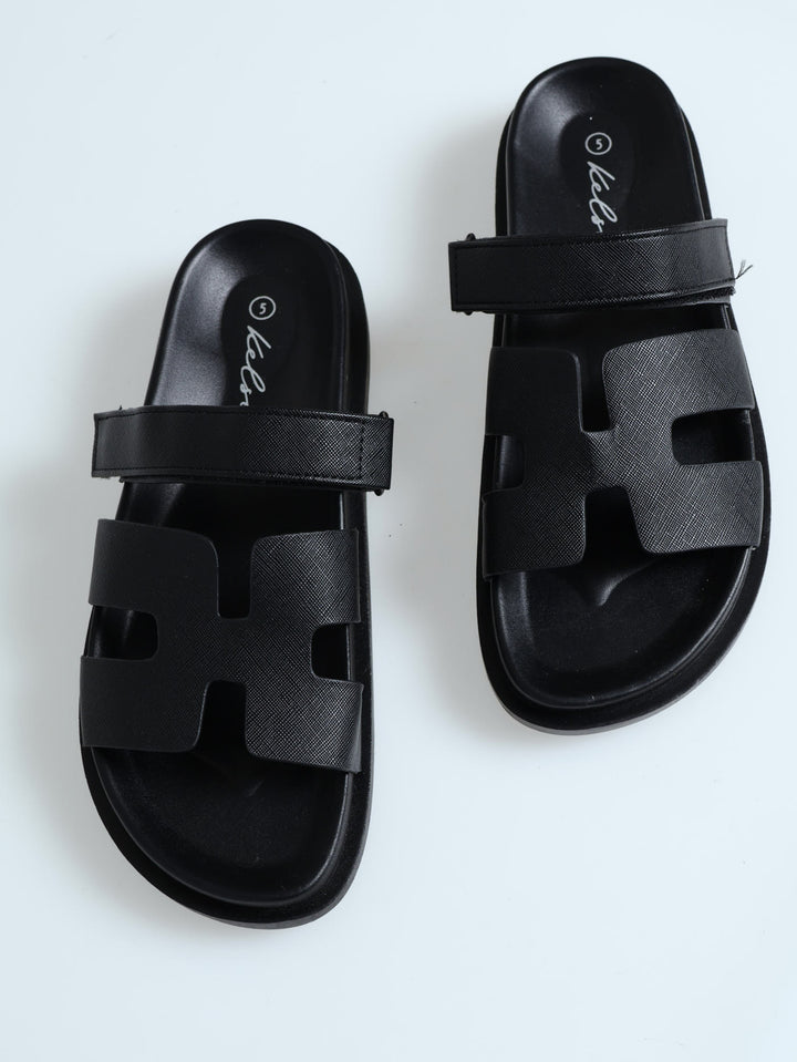 H-Mule Sandal With Strap - Black
