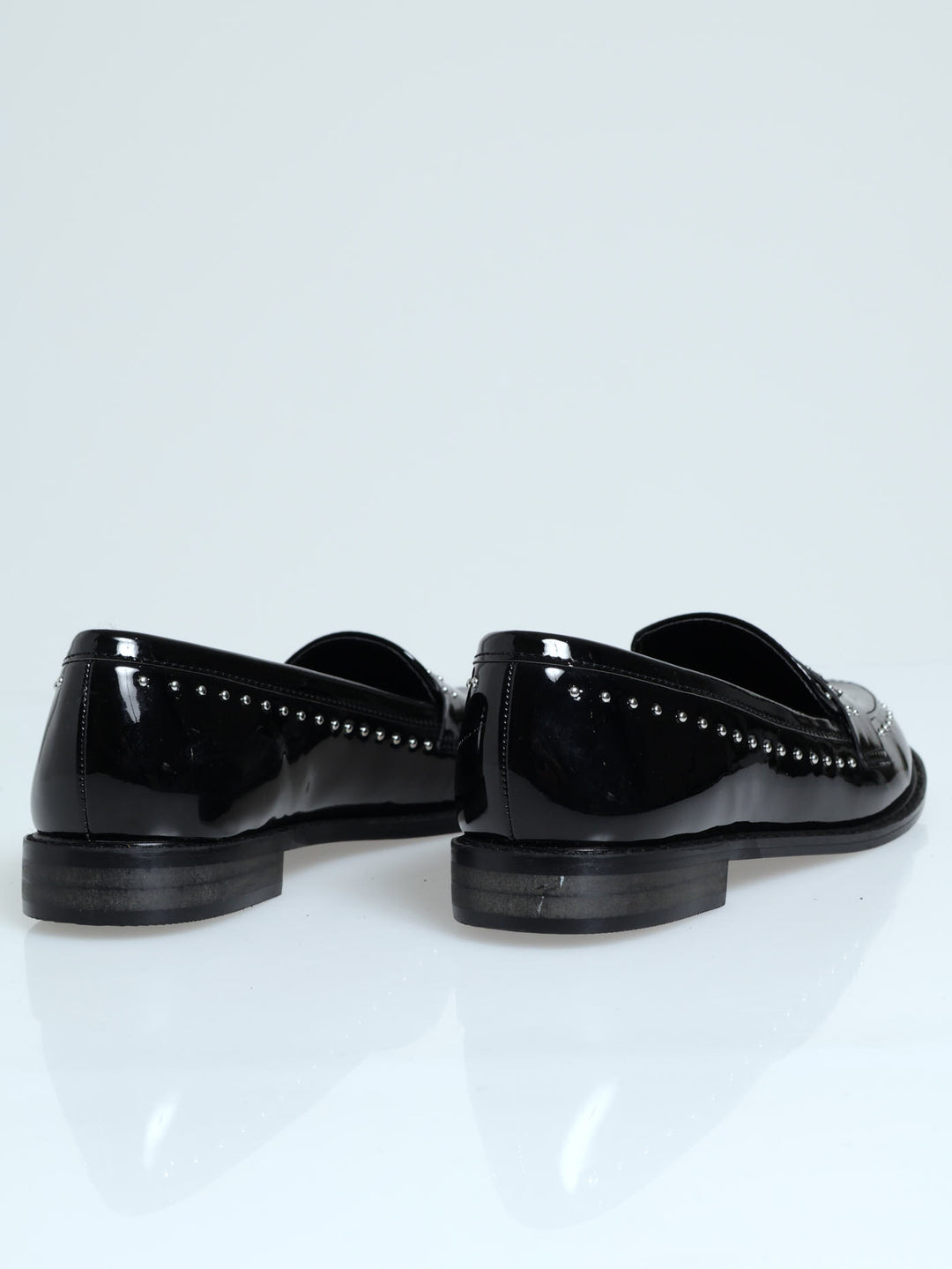 Nail Head Studded Loafer With Studs - Black