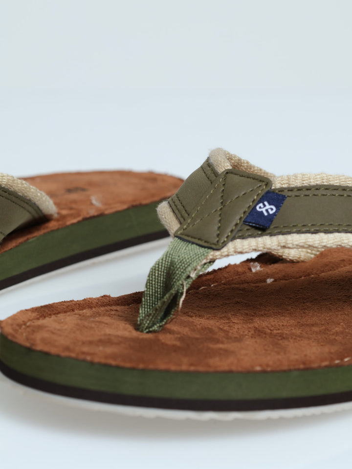 2 Tone Upper Wide Vamp Sandal - Olive