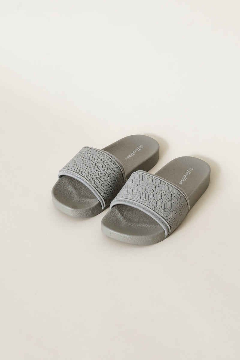 Boys Geo Rubber Vamp Slide - Grey